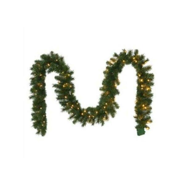 Ggw Presents 10 in. x 9 ft. 100 Warm White LED Lights Artificial Garland GG3241970